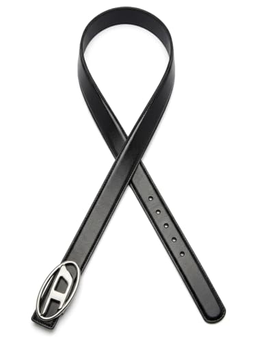 Image of Designer Belt for Women, Black Artificial Leather, Silver Metal Buckle, 109 cm Length, 2.8 cm Width