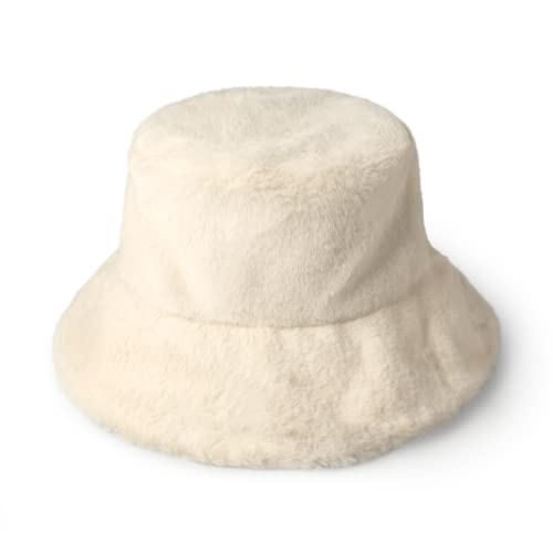 CHOK.LIDS Todos los días Gorro de Pescador de Piel de Invierno Unisexo De Moda Suave Esponjosa Cálida Ligera Gorro de Pescador de Forro Polar para Mujer y Hombre (Marfil) Cover