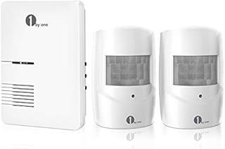 Driveway Alarm, 1byone Home Security Alert System with 36 Melodies, 1 Plug-in Receiver and 2 Weatherproof PIR Motion Detector, 1000ft Wireless Transmission Range and 24ft PIR Detection Range