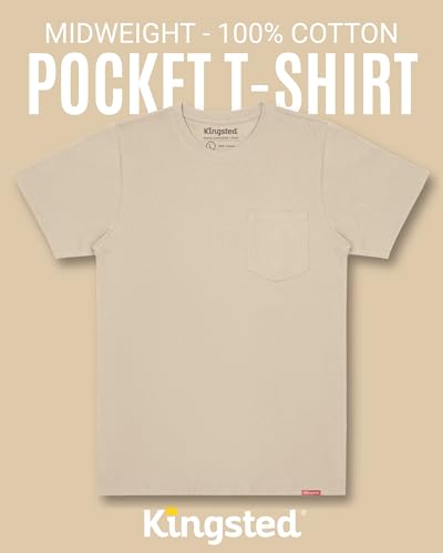Image of Kingsted Pocket T-Shirts for Men - Super Soft & Comfy 100% Cotton Shirts | Short-Sleeve Crewneck Pocket Tee Shirts - Classic Regular Fit Work Shirt - Built to Last Midweight Cotton T-Shirts for Men