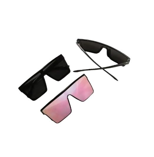 3 Pairs Women's Flat Top Sunglasses with Multicolor Square Frames for Street Style and Beach Accessories2