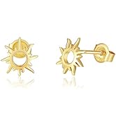 14K solid sarı altın g&uuml;neş sırtılı k&uuml;peler zarif minik dayanıklı k&uuml;&ccedil;&uuml;k k&uuml;peler ince takılar ...