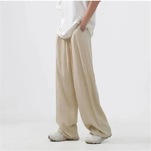 Kelsiop Men's Casual Straight Ice Silk Pants Summer Wide Cool Baggy Pocket Cooling Loose Thin Plus Size2