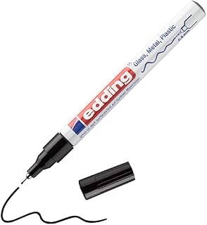 edding 780 gloss paint marker - black - pack of 1 paint marker - extra-fine round nib 0.8 mm - paint pen for glass, pebbles, wood, plastic, paper - waterproof, high coverage