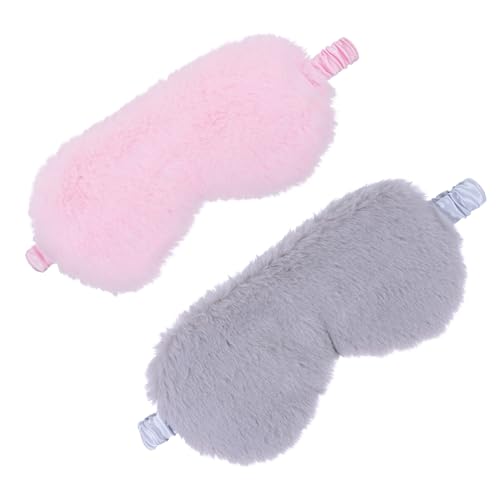 DECOMELODY 2個 遮光率毛?睡眠アイマスク 柔らかく快適な素材使用 女性 少女向け 旅行 家 ホテル対応 ピンク グレー各入り