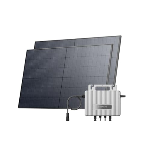 Kit solaire EcoFlow STREAM, Micro-onduleur 800 W solaire intelligent relié au réseau, panneaux solaires PV de 500 W*2, contrôle via Wi-Fi et APP, idéal...