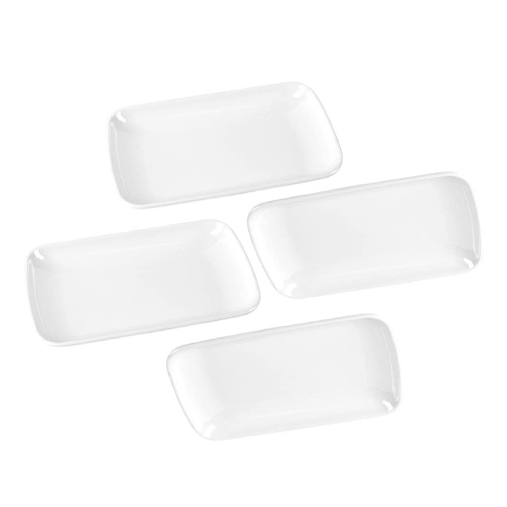 Półmiski do serwowania, zestaw 4 białych talerzy deserowych, 7-calowe porcelanowe talerze do serwowania deserów sushi, przystawek, mięsa/650