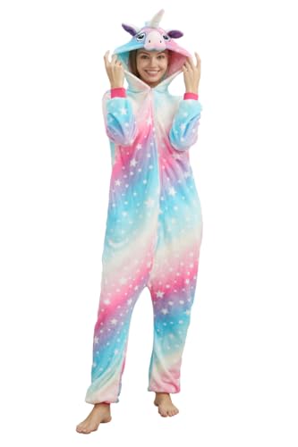 Unisex Adult Unicorn Onesie Cosplay Onesie One Piece Pajamas Halloween Costume Large