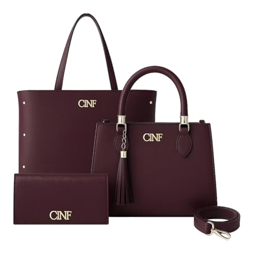 Kit Bolsa Feminina Sacola De Ombro Transversal De Mão E Carteira (Bordô)