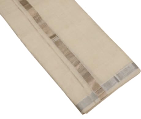 Kerala Cotton Traditional Double Dhoti Mundu for Men, Cream Colour, 4 Mtrs-picture-55