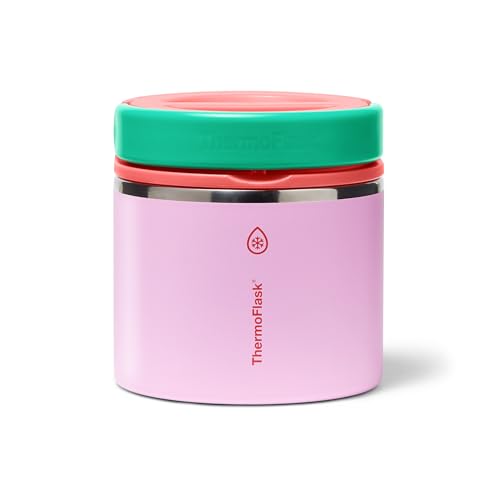 Image of ThermoFlask Insulated Food Jar with Leakproof Lid (20 oz, Spring Blossom) - Stainless Steel Food Containers for Hot & Cold Meals, Lunch, Soup & Snacks