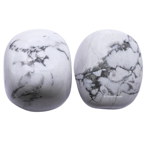 Image of Certified Howlite Crystal Healing Tumbled Stone, Natural Polished Crystals for DIY Crafts, Manifestation, Meditation, Pooja Feng Shui and Reiki Healing (30 Grams)