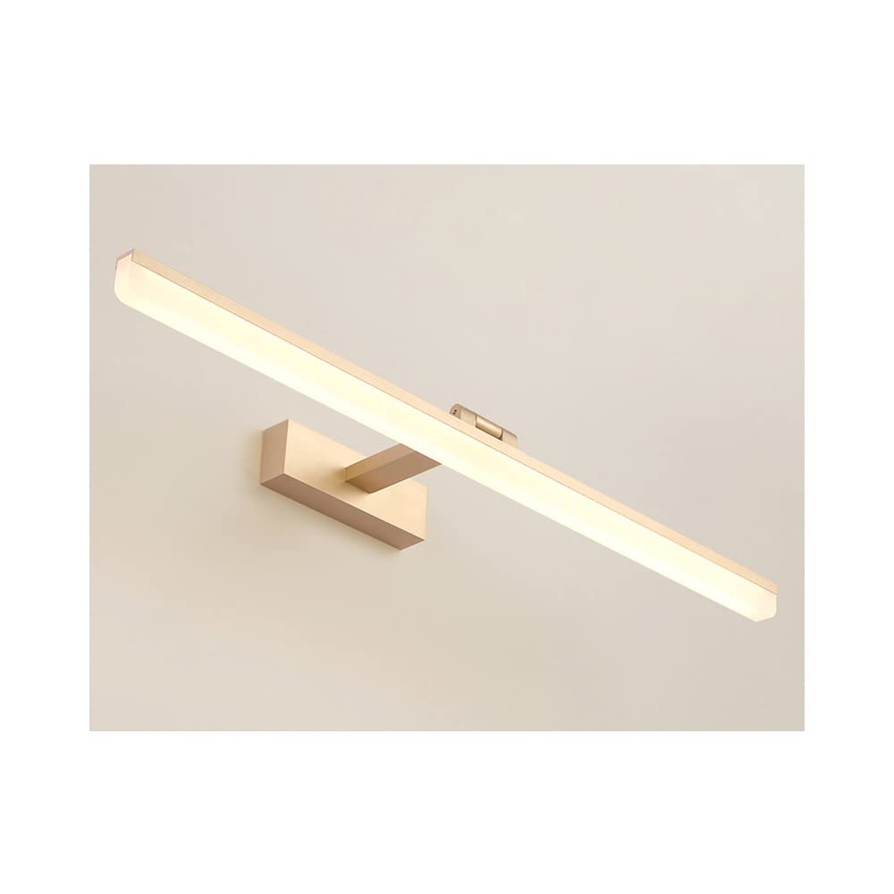 Lámpara de pared LED para espejo de baño, luz blanca cálida, 180°, moderna, 3000 K, color dorado, 60 cm