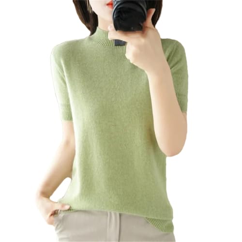 Fnfmrfmr Suéter de manga corta para mujer, cuello alto, informal, cálido, prendas de punto, Light En8, M
