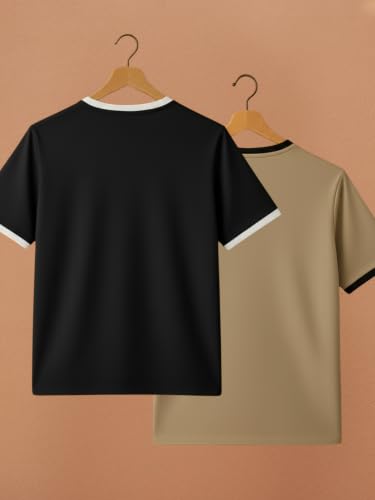Image of YAZOLE Men's Round Neck Solid T Shirt | Regular Fit Lycra Blend Half Sleeve Tee | Casual Gym Running Walking Sports Office Travel | Stretch Fabric | Comfortable for Everyday use | (S to XXL)