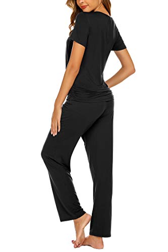 Ekouaer Women's Maternity Nursing Pajamas Cotton Sleepwear Set Soft Pregnancy Breastfeeding Pj Set Black M #TOP4