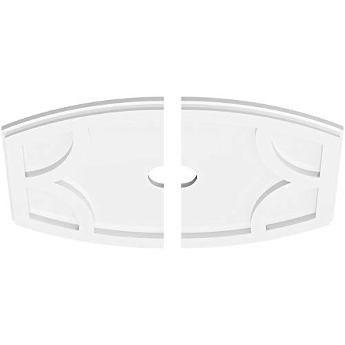 Image of Ekena Millwork CMP20X13KY2-02000 Kailey Architectural Grade PVC Contemporary, Two Piece Urethane Ceiling Medallions 20 inchW x 13 3 /8 inchH x 2 inchID x 10 3 /4 inchC x 1 inchP