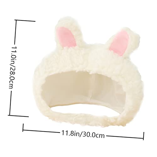 FRCOLOR Rabbit Ear Plush Hat for Stylish Casual Daily Wear Cute Bunny Ears for Outdoor Activities and Fashion Accessory for Cold Weather White2