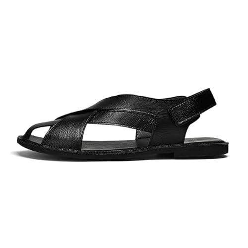 Men's Genuine Leather Sandals - Breathable Lightweight Design Summer Casual Flat Shoes for Driving Walking Beach3