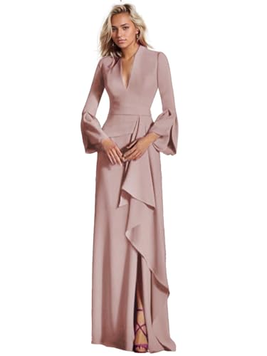 Evening Formal Prom Gown Elegant Mermaid Trumpet V-Neck Long Sleeve Sweep/Brush Train Stretch Crepe Ruched 2025