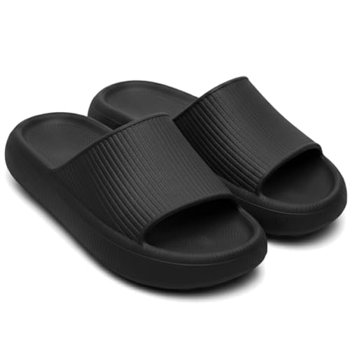 Chinelo Slide Nuvem Feminino Conforto Leve e Macio Antiderrapante 911-GG (Preto, 39-40)