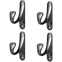 Curtain Holdbacks,Wall Mounted Tiebacks for Zinc Alloy Curtain Bracket Heavy Duty Curtain Hooks Coat Hat Towel Holders Set of 4 Silver
