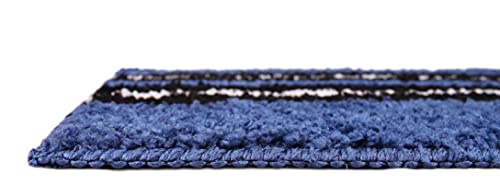 Image of Flooring India Co Bath Mat Super Soft, Anti Slip Stripe Mats (Blue, 38x58 cm) Pack of 1