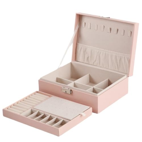 Boîte de rangement pour bijoux verrouillable à double compartiment