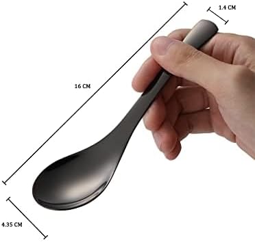 Miniatura 3 de Juego de 6 cucharas de mesa redondas de acero inoxidable con espejo pulido de plata para ramen