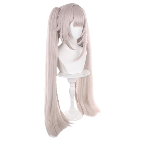 Image of Anime Pink Brown Long Straight Wig with Two Ponytail&Bangs Women COS Sparkle Firefly Style in Duality Playground Wig Halloween,Christmas,Comic Con,Party