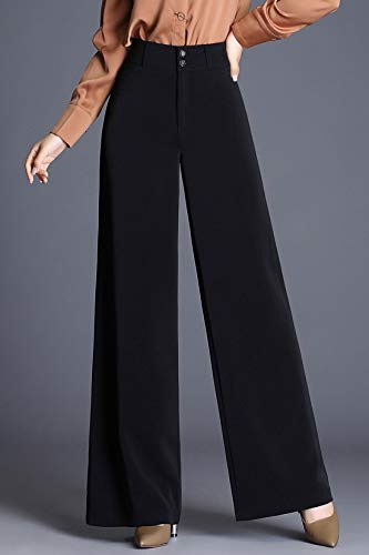 ebossy Women's Elegant Two-Button High Waisted Wide Leg Work Dress Pants Trouser2