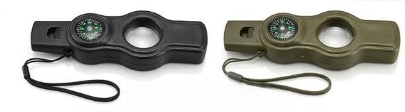Compass, Survival Tool 7 in 1, Military Green | Red Laser Pointer, LED Flashlight, Safety Whistle, Magnifying Glass, Wrist Lanyard-image-19