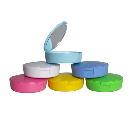 Étui de retenue dentaire circulaire bleu ciel avec miroir intégré pour voyage - 3