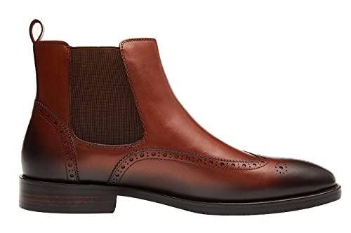 Image of Santimon Men's Chelsea Boots Leather Formal Dress Boots For Men Business Casual Wingtip Ankle Boots