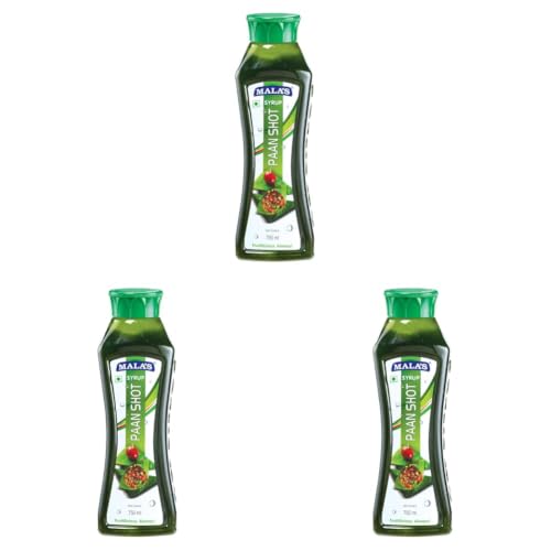 Image of Mala's Paan Syrup 750ML Bottle | Mixer for Paan Shot, Mocktails, Cocktails, Drinks, Juices, Beverages (Pack of 3)
