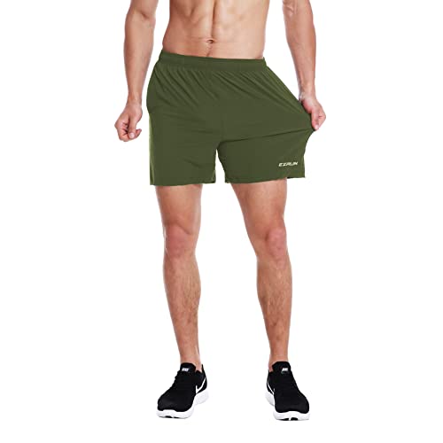 Image of EZRUN Men's 5 Inches Running Workout Shorts Quick Dry Lightweight Athletic Shorts with Liner Zipper Pockets