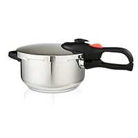 GEEPAS 4L Stainless Steel Pressure Cooker | Induction Hob Compatible Cooker | Quick Pressure Release Dual Handles for Fast Cooking at Home or in Catering Kitchens Energy Efficient Safety Lock Silver