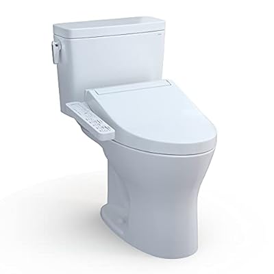 TOTO® Drake® WASHLET®+ Two-Piece Elongated Dual Flush 1.28 and 0.8 GPF Toilet and WASHLET C2 Bidet Seat, Cotton White - MW7463074CEMG#01