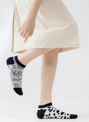Image of 2 Pairs Funny Cartoon Animal Print Cotton Ankle Socks for Women Teens