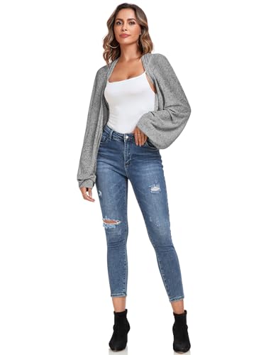 Image of ZAFUL Women's Sheer Shrug Y2K Long Sleeve Cardigans 2026 Irregular Tie Front Bolera