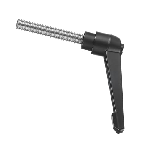 Image of uxcell Adjustable Clamping Lever Handle M12 x 60mm Metric 304 Stainless Steel Male Threaded Stud Hand Knobs Push Button Ratchet Rotating Screw Handles Bolts with Locking Lever Black