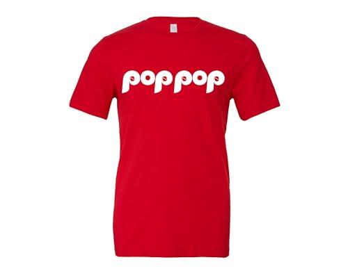 Pop Pop Baseball T-Shirt – Retro Baseball Shirt for Grandpa, Dad & Family Hero, Fun Gift for Father’s Day, Christmas, or Husband (Red, Adult Unisex Shirt-M)