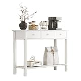 Pantanal White Hallway Console Table 3 Drawers with Storage Shelf for Corner Entryway Bedroom Living Room 100CM (White Handle)