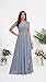 OEUVIGF Chifon Lace Mother of The Bride Dress Floor Length Cap Sleeve A Line Long Formal Gowns US12 Dusty Blue
