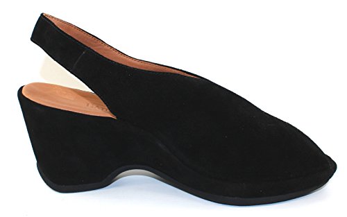 L'Amour des Pieds Womens Odetta Suede Peep Toe Casual Platform Sandals, Black Kid Suede, 8.5 M3