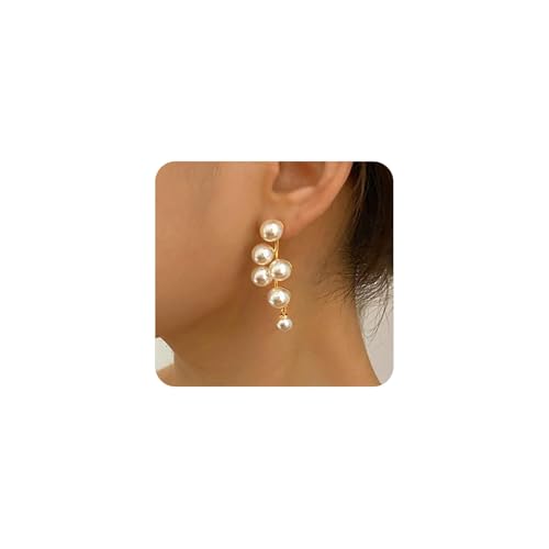 FUTIMELY Pearl Earrings for Women Cute Gold Pearl Drop Dangle Earrings Long Tassel Dangling Bridal Wedding Jewelry Gifts