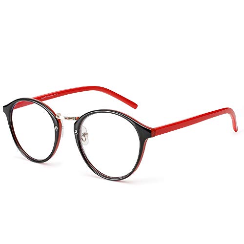 Image of Cyxus Nerd Glasses Round Blue Light Glasses for Woman Reduce Eye Strain UV Blocking for Computer Screen(8065T04 Red)