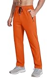MAGNIVIT Men's Athletic Workout Sweatpants with Zipper Pocket Quick Dry Stretch Jogger Track Orange Pant for Running Climbing