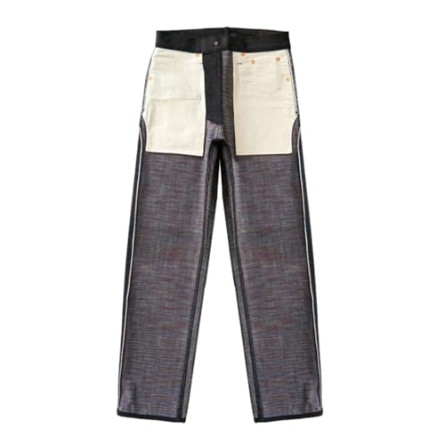Men’S Vintage Slim Fit Sanforized Selvedge Denim Full Length Jeans Zipper Fly Midweight Daily Wear Rivet Detail3