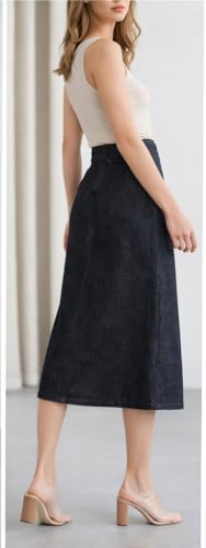 Image of Trending Stylish Flared Comfortable Solid Long Denim Skirt for Women & Girls